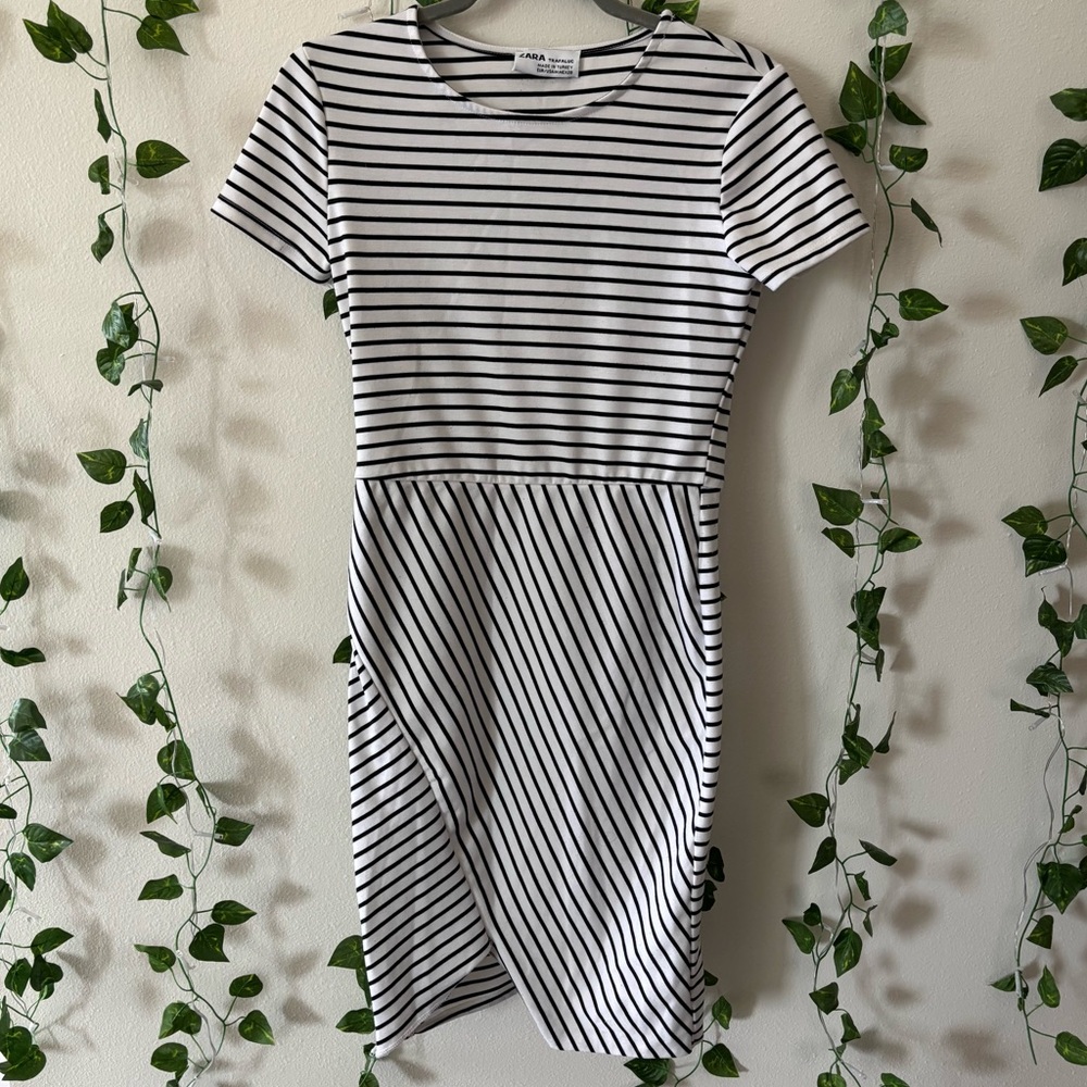 Zara Trafaluc | Asymmetrical Body Con Striped Dress